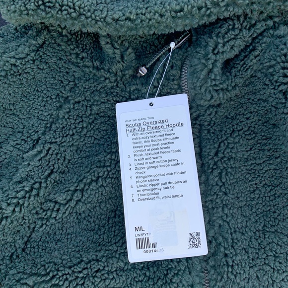 Lululemon Women's Scuba Oversized Half-Zip Fleece Hoodie in Smoked Spruce BNWT - Picture 2 of 10